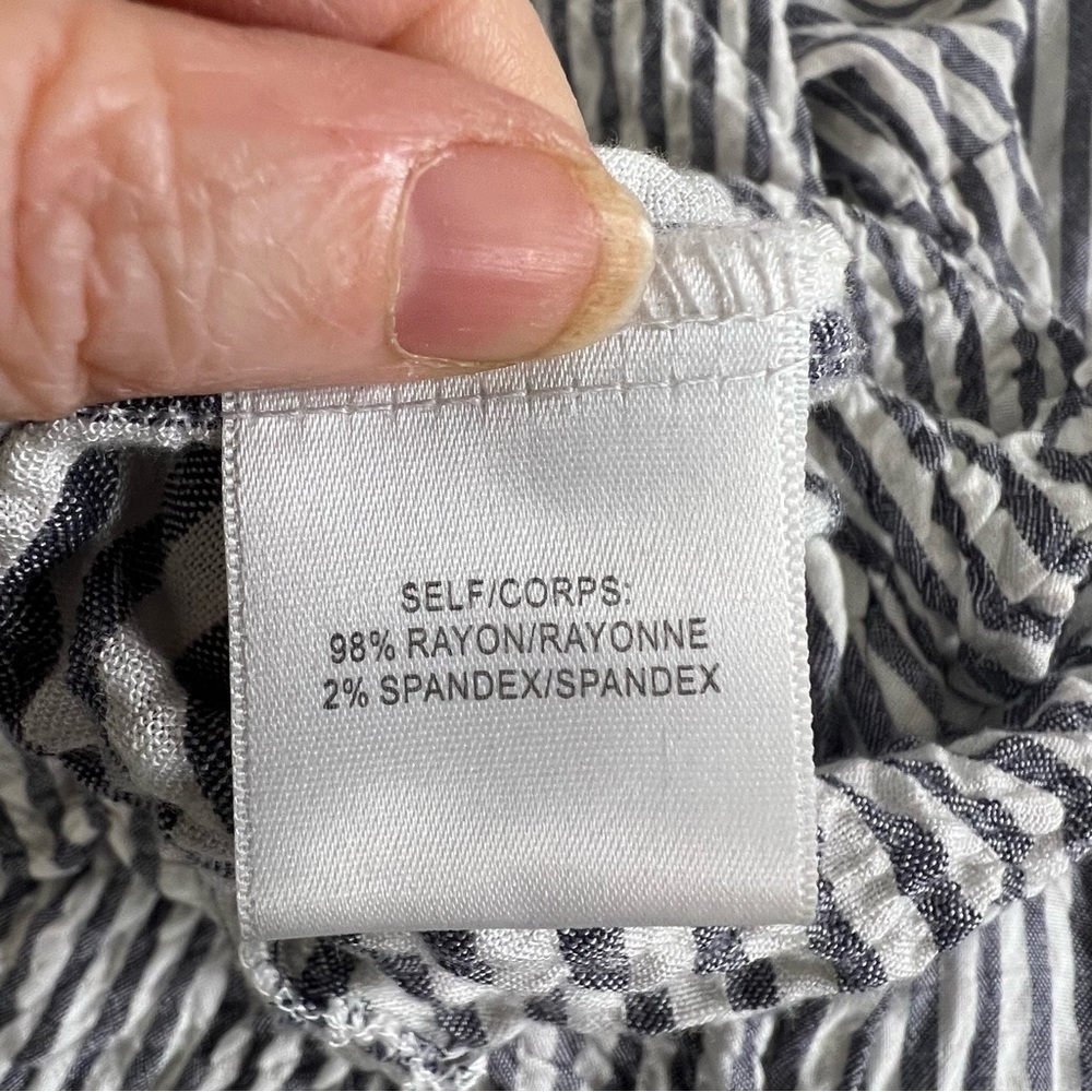 Jane and Delaney Large Elegant gray and White Striped Button Down Shirt - Picture 5 of 7